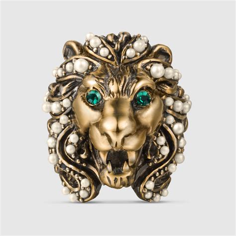 gucci lion head necklace|lion ring Gucci.